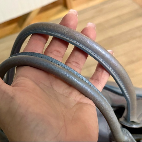 RARE Jimmy Choo Blue Leather Satchel Handle Bag Purse - Picture 7 of 10